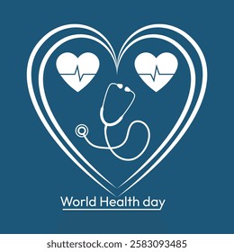 world health day text heart health design poster vector illustration graphic medical icon.