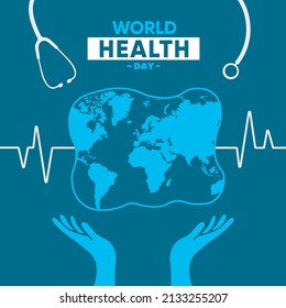 Diseño vectorial del Día Mundial de la Salud para banner o antecedentes o publicación en medios sociales, 7 de abril Día Mundial de la Salud