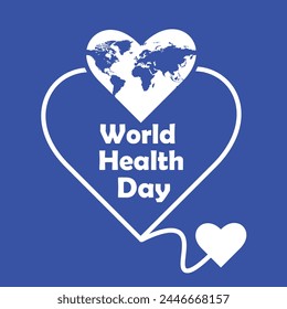 World health day vector with earth in blue color with stethoscope style 