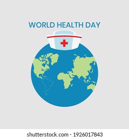 World Health Day Vector with globe and nursing hat