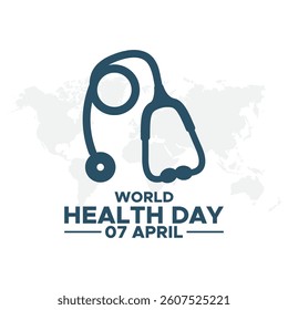 world health day vector graphic with beautiful lettering for greetings, banners. World Health Day concept. Heart and stethoscope design for health day. Global health care concept. 