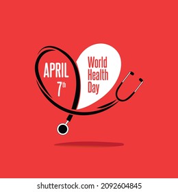 World Health Day vector with stethoscope and heart. Attractive vector, with orange background. 