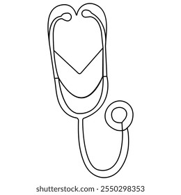 World health doctors day medical stethoscope  single line art, continuous one line drawing of  Isolated outline vector icon