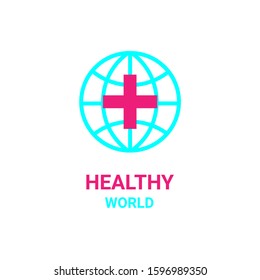 world health logos in the shape of globe and medical symbols