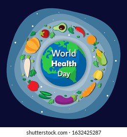 World healthy food background in flat style Vector Background.