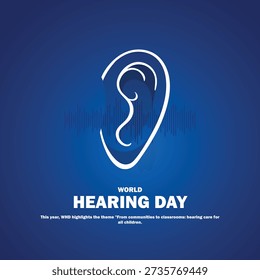 world hearing day 2026. world hearing day concept poster, banner, social media post, postcard, background, backdrop, template, greetings card, web banner, cover design etc.