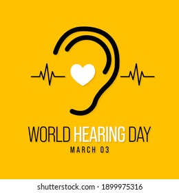 World Hearing Day is a campaign held each year on March 3rd to raise awareness on how to prevent deafness and hearing loss and promote ear and hearing care across the world. Vector illustration.