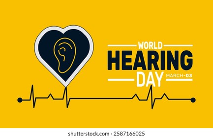 World Hearing day is Celebrated in March. This holiday-themed design is perfect for backgrounds, banners, greeting cards, posters with text inscription, Classic social media posts.