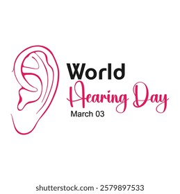 World Hearing Day. Creative concept design for banners, posters, and vector illustrations. Perfect for awareness campaigns, healthcare promotions, and educational materials on hearing health.