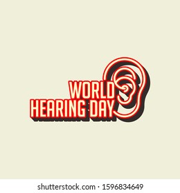 World Hearing Day Design with Ear icon Vector Cartoon