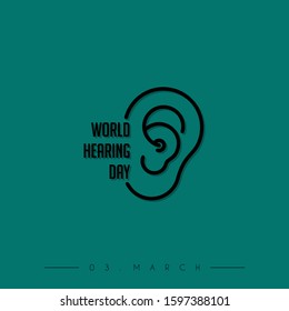 World Hearing Day Design with Ear icon Vector Cartoon