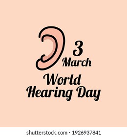 World Hearing Day greeting card and pink background.Vector Illustration