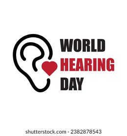 World Hearing Day , Human ear black and white icon vector. Hearing Day Poster, March 3.vector illustration on white background..eps