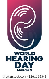 World Hearing Day. March 3. Vector illustration. Holiday poster