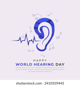 World Hearing Day Paper cut style Vector Design Illustration for Background, Poster, Banner, Advertising, Greeting Card