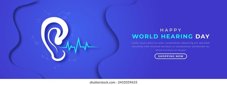 World Hearing Day Paper cut style Vector Design Illustration for Background, Poster, Banner, Advertising, Greeting Card