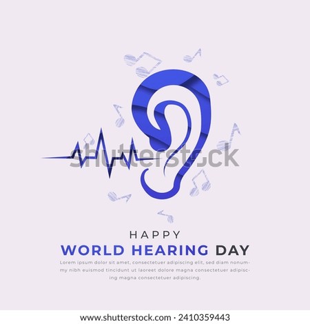 World Hearing Day Paper cut style Vector Design Illustration for Background, Poster, Banner, Advertising, Greeting Card