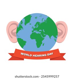 Cartaz do Dia Mundial da Audição com a orelha e a Terra