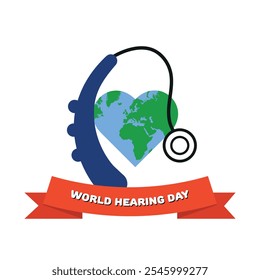 World Hearing Day poster with ear and Earth