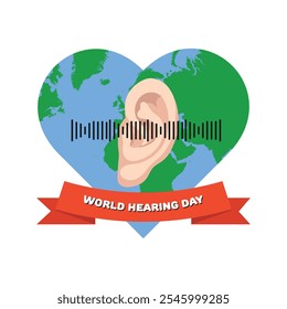 World Hearing Day poster with ear and Earth