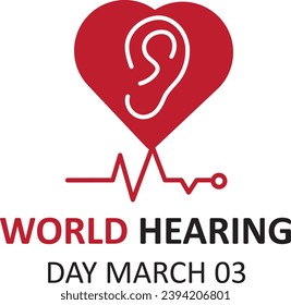 World Hearing Day, Heben Sie Bewusstsein, wie man Gehörlosigkeit für Web-Banner Kreatives Design auf weißem Hintergrund verhindert..eps