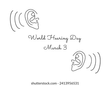 World Hearing Day single-line art suitable for commemorating the day.