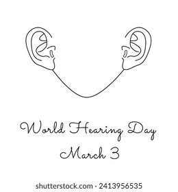 World Hearing Day single-line art suitable for commemorating the day.