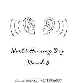 World Hearing Day single-line art suitable for commemorating the day.