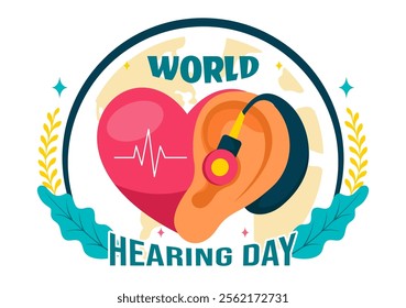 World Hearing Day Vector Illustration on March 3rd, Promoting Awareness About Preventing Deafness for Ear Health Treatments in a Flat Background