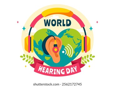 World Hearing Day Vector Illustration on March 3rd, Promoting Awareness About Preventing Deafness for Ear Health Treatments in a Flat Background