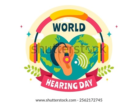 World Hearing Day Vector Illustration on March 3rd, Promoting Awareness About Preventing Deafness for Ear Health Treatments in a Flat Background
