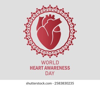 World Heart Awareness Day heart shaped graphic design. Banner, poster, card, postcard, placard, background design.