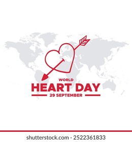 World Heart Day,  29 September, greeting card, editable template, banner, ads, poster, reel design, World Heart Day concept design, stock illustration, vector files.