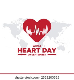 World Heart Day,  29 September, greeting card, editable template, banner, ads, poster, reel design, World Heart Day concept design, stock illustration, vector files.