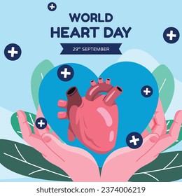 World Heart Day Background. world heart day awareness concept. International heart day. September 29. Vector illustration. Poster, Banner, Card, Flyer, Template. Event. world heart day celebration.