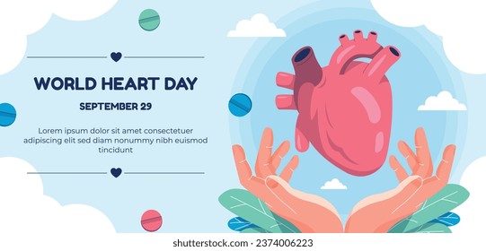 World Heart Day Background. world heart day awareness concept. International heart day. September 29. Vector illustration. Poster, Banner, Card, Flyer, Template. Event. world heart day celebration.