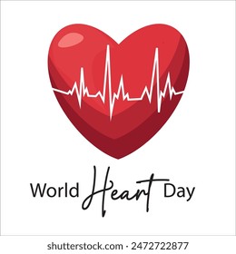 Día Mundial del Corazón. 29 de septiembre. Ilustración vectorial. Día Internacional del Corazón.