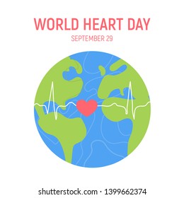 World Heart Day Background. Vector colorful greeting card template world heart day. Vector illustration