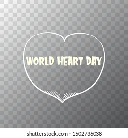 world heart day banner or background with heart isoalted on transparent layout. 