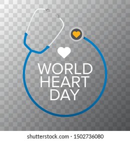 world heart day banner or background with heart isoalted on transparent layout. 