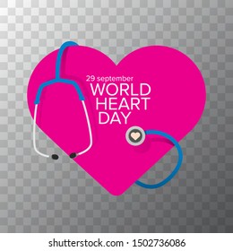 world heart day banner or background with heart isoalted on transparent layout. 