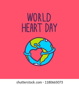 World heart day concept background. Hand drawn illustration of world heart day vector concept background for web design