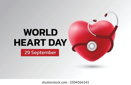 World Heart Day Konzept mit Herz und Puls veranschaulichen, um sich der Herzgesundheit bewusst zu werden. Wichtiger Tag am 29. September.