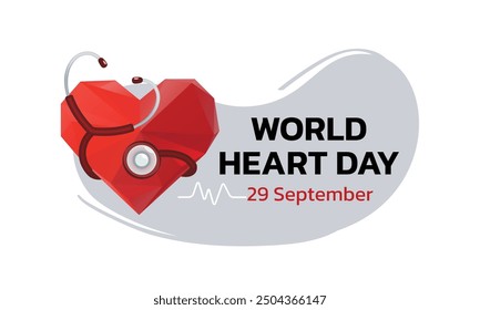 World Heart Day Konzept mit Herz und Puls veranschaulichen, um sich der Herzgesundheit bewusst zu werden. Wichtiger Tag am 29. September.