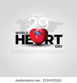 World Heart Day concept illustrate with heart and pulse to become aware of heart health. Important day on 29 September.