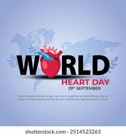 World Heart Day concept illustrate with heart and pulse to become aware of heart health. Important day on 29 September.