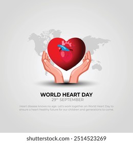 World Heart Day concept illustrate with heart and pulse to become aware of heart health. Important day on 29 September.