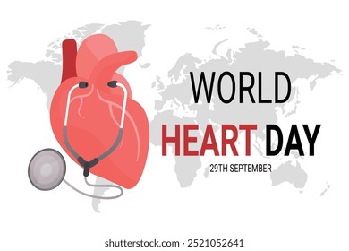 World Heart Day concept illustrate with heart and pulse to become aware of heart health. Important day on 29 September.