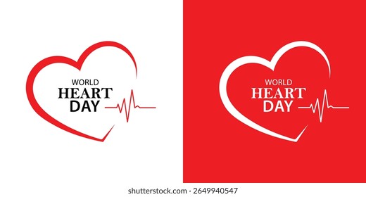 World heart day concept illustrate with heart and pulse to become aware of heart health. World heart day poster for health awareness vector illustration. 
