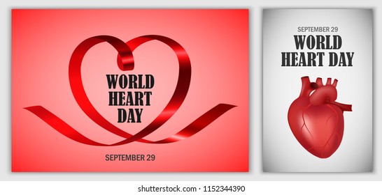 World Heart Day core world doctor medical banner concept set. Realistic illustration of 2 World Heart Day core world doctor medical vector banner concepts for web